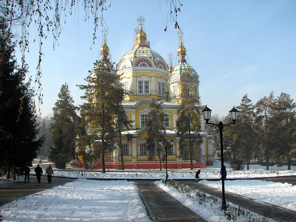 The Zenkov Cathedral in Almaty, Kazakhstan.
