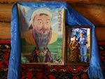 An image and shrine to Genghis Khan.