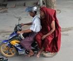 In Myanmar on a motorbike.