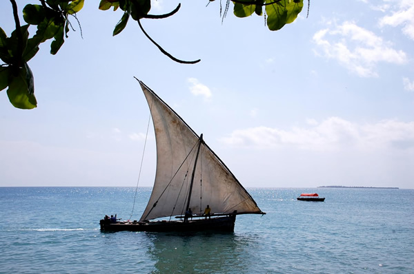 A sailing boat in Zanzibar, Tanzania, Africa.