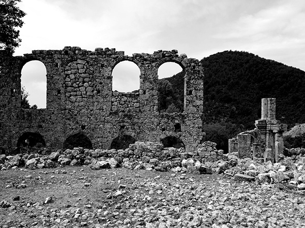 A ruined Byzantine church.