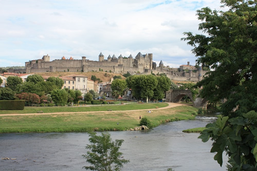 Carcassonne, a beautiful village in the south of France with a famous fortress.