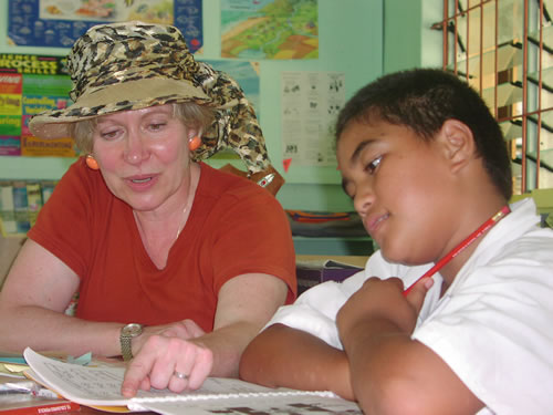 Senior volunteer woman on a program with Global Volunteers.
