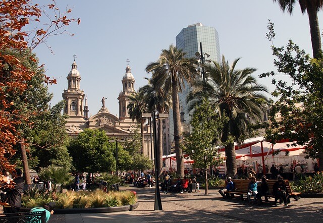 A square in Santiago, Chile.