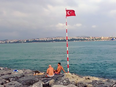 Istanbul along rocky shore