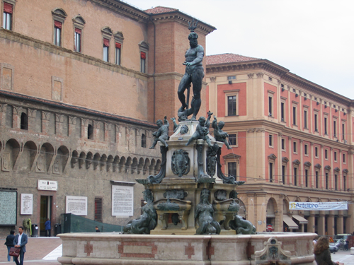 Piazza Nettuno in the student city of Bologna, Italy.
