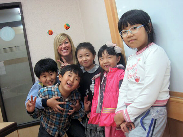 Author teaching Korean students in a classroom.
