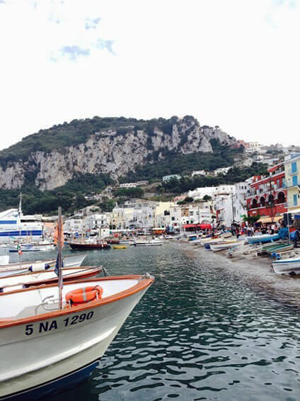 Boats in the lovely harbor of Capri, Italy.