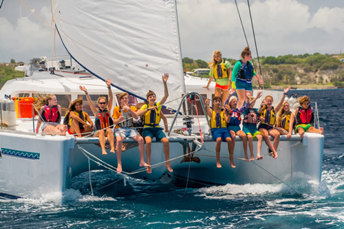 Teens sailing in the Caribbean