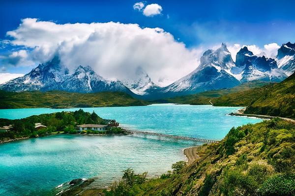 Chile mountains, lake and landscape