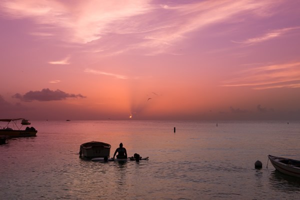 Sunset over Grand Anse beach, Grenada.