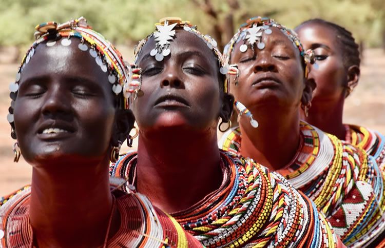 Dancing Rendille women of Kenya in a trance