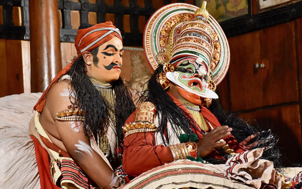 Dramatic scene in a Kathakali performance