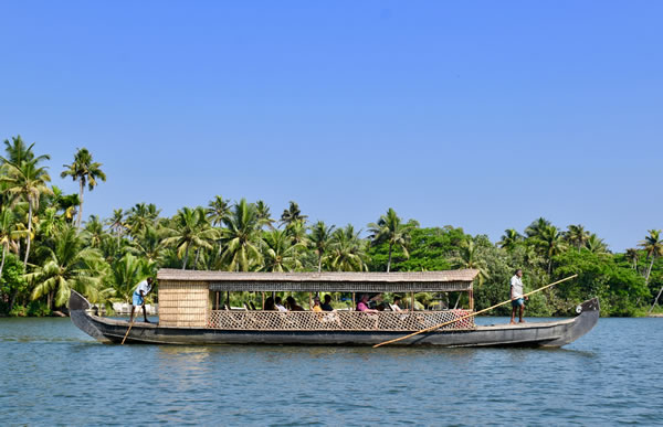 Longboat in Kerala's backwaters