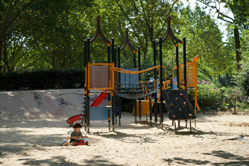 Playing at the Georges Brassens neighborhood park.
