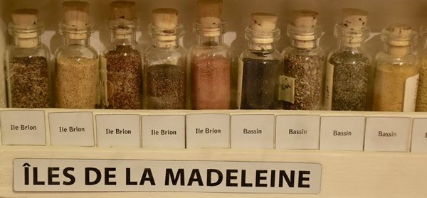 Different types of sand from the Magdalen Islands