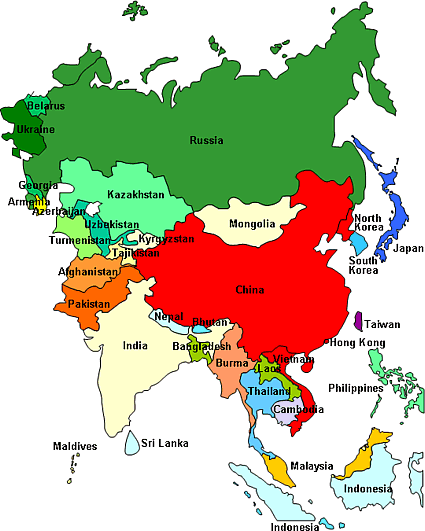 Asia Map Labeled Country 3951