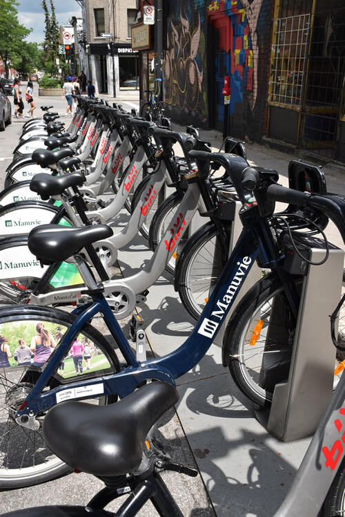 BIXI bicycles can be rented throughout the city