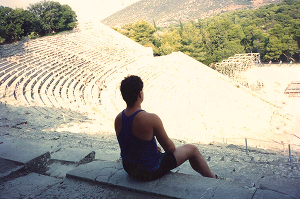 Gregory Hubbs visiting the Ancient Greek amphitheater of Epidaurus on the Peloponnese.