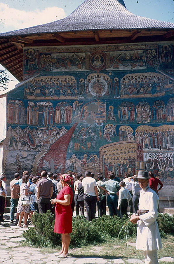 A Romanian Church painted gloriously on the outside.