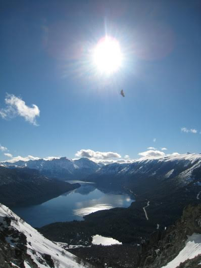 Condor flying above Padre Laguna