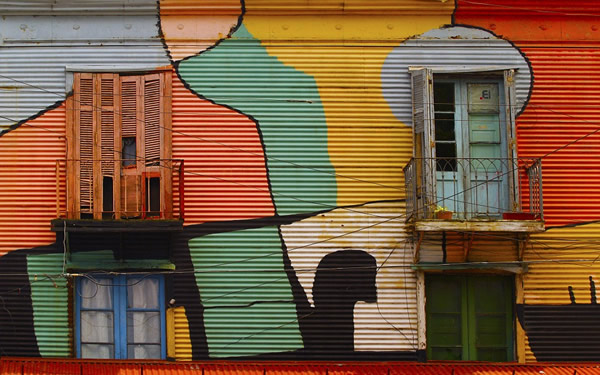 One of the many colorful districts in Buenos Aires.