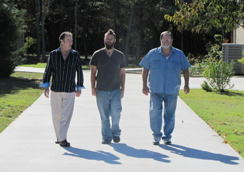 Walking with my father-in-Law and my father in Kerens, Texas