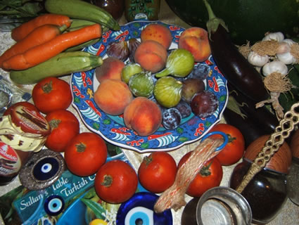 Turkish fruits and vegetables from a local market.