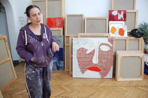 The artist Florica Prevenda in her atelier