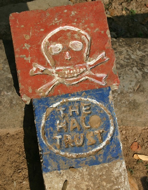 One of many land mine warning signs in Cambodia