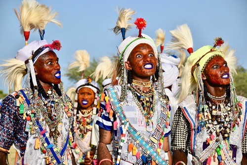 Wide-open rolling and crossing eyes considered attractive among the Wodaabe