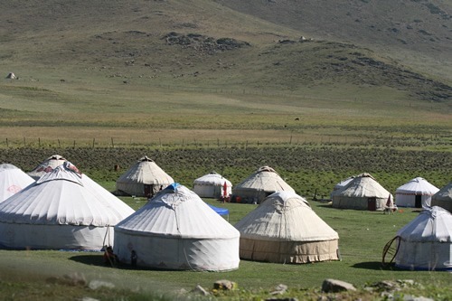 Tuvan nomad yurts in China