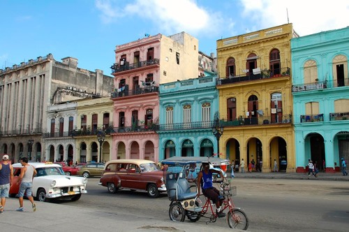 Old Havana's pastel-colored colonial buildings
