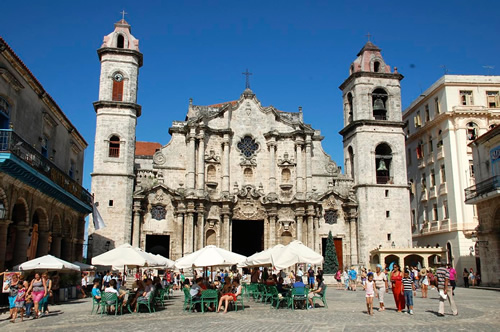 Restored cathedral in old Havana