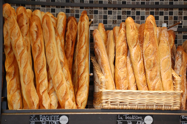 Fresh French baguettes in Paris where the locals find their bread to eat