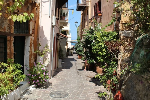 A walking street in Chania, Crete