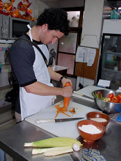 Student at work in the cooking school