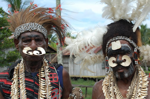 Traditional Asmat villages in West Papua