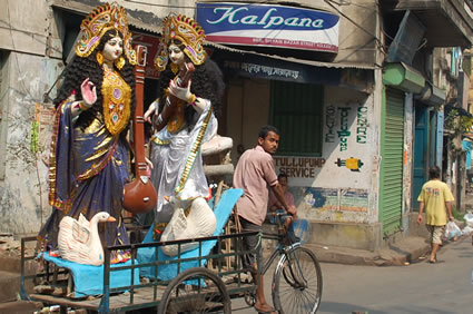 Saraswati goddesses by tricycle
