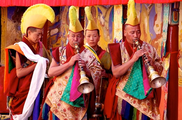Musicians at festival playing horns