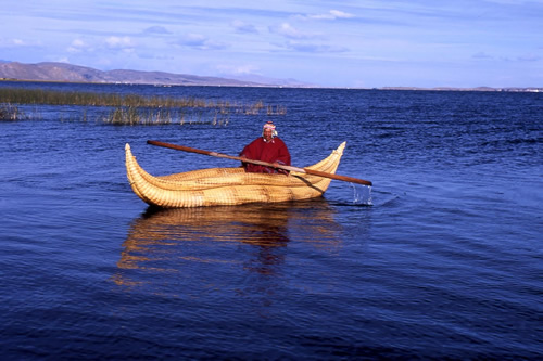 Totora reed boat on Lake Titicaca
