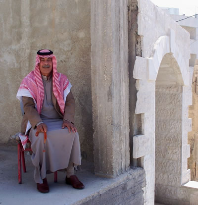 Man sitting in Madaba: A Patriarch.