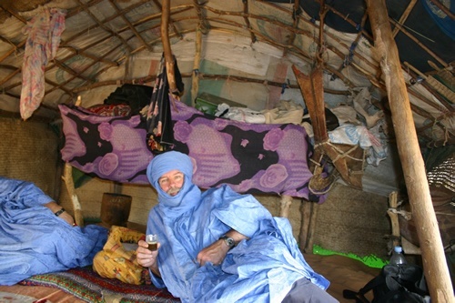 Author taking tea in Yurt