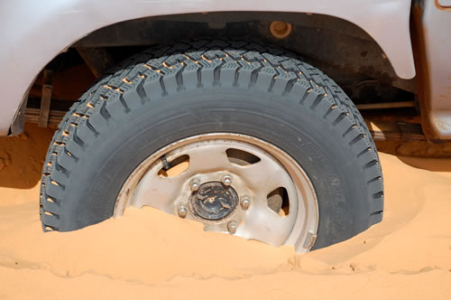 4WD Wheel in sand in Mauritania