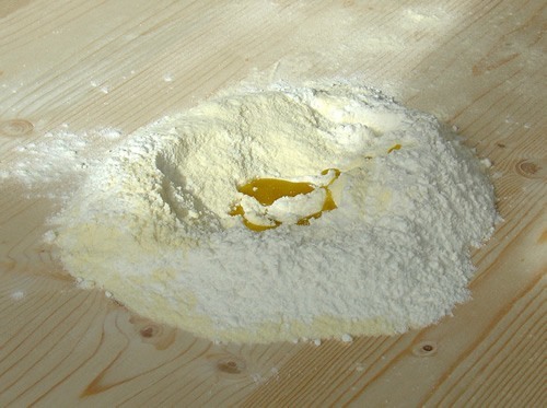 Mounds of blended flour olive oil
