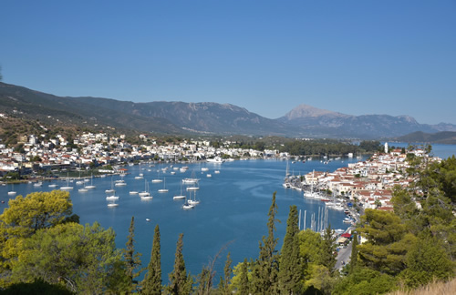 View over Poros, Galatas, and the Saronic Gulf