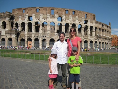 Author with family Roman Colosseum