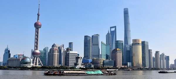 Pudong district skyline of Shanghai seen from Bund