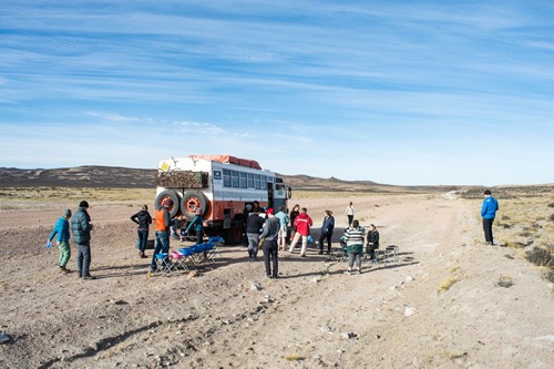 Bus travel in a small group tour.