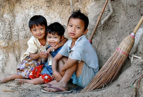 Children in a village in Myanmar